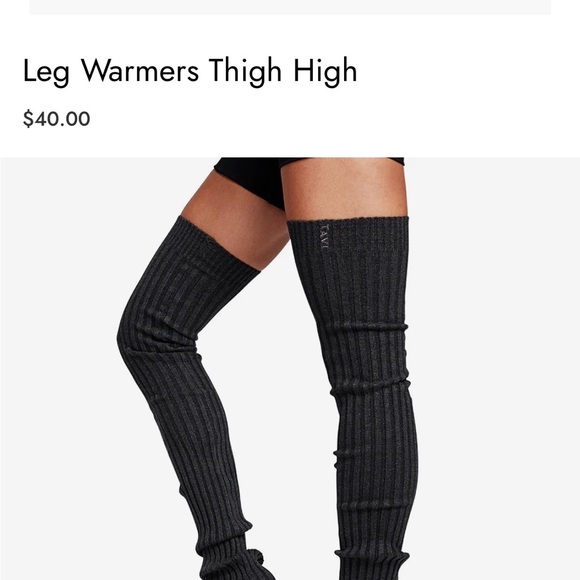 TAVI NOIR Women Tavi Active Charcoal Gray Ribbed Thigh High Leg Warmers